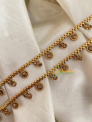 Elegant Gold Look Alike Thin Anklets-Dotted 2-White-G3929