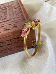 Peacock Precious Kundan Jadau Kada Bangle-Pink Green White-J691