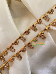 Elegant Gold Look Alike Thin Anklets-Dotted1 -White-G3927