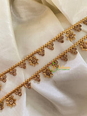 Elegant Gold Look Alike Thin Anklets-Dot Star-White-G3936