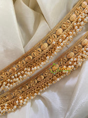 Gold Look Alike Bridal Anklets-Cluster Pearl-G3910