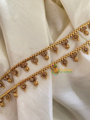 Elegant Gold Look Alike Thin Anklets-Dots Circle-white-G3938