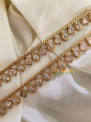 Elegant Gold Look Alike Thin Anklets-Dice Tilak-White-G3937