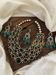 Layered Emerald Victorian Diamond Neckpiece - Mid Length-VV891