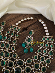 Layered Emerald Victorian Diamond Neckpiece - Mid Length-VV891