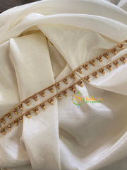 Elegant Gold Look Alike Thin Anklets-Leaf-White-G3895