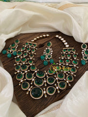 Layered Emerald Victorian Diamond Neckpiece - Mid Length-VV891