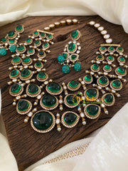 Layered Emerald Victorian Diamond Neckpiece - Mid Length-VV891