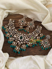 Green Bead Victorian Diamond Choker Short Neckpiece -VV849