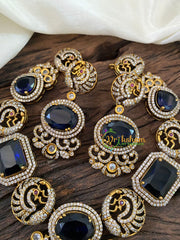 Dark Blue Victorian Diamond Short Neckpiece -VV836