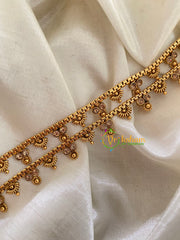 Elegant Gold Look Alike Thin Anklets-Dots Flowers-White-G3907