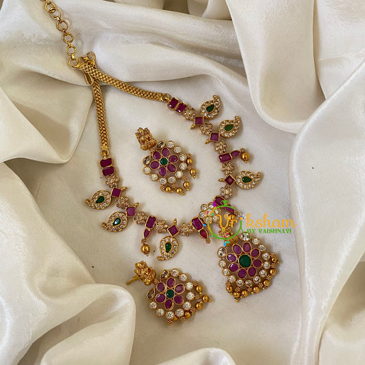 Premium AD Stone Maanga Short Neckpiece-G6441