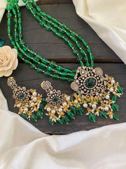 Green Bead Victorian Diamond Neckpiece-VV346