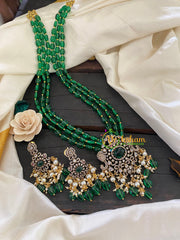 Green Bead Victorian Diamond Neckpiece-VV346