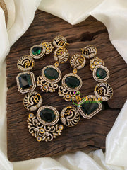 Emerald Green Victorian Diamond Short Neckpiece -VV835