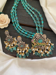 Aqua Green Bead Victorian Diamond Neckpiece-VV341