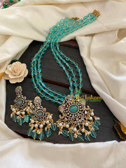 Aqua Green Bead Victorian Diamond Neckpiece-VV341