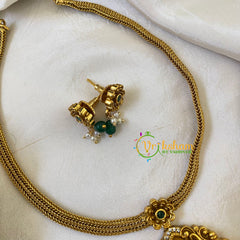 Lakshmi Pendant Short Neckpiece -Green Bead-G6476