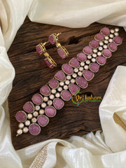 Light Pink Victorian Diamond High Neck Choker-VV846