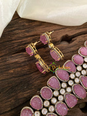 Light Pink Victorian Diamond High Neck Choker-VV846