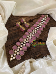 Light Pink Victorian Diamond High Neck Choker-VV846