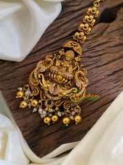 Premium AD Stone Maang Tikka -Lakshmi Tikka-Gold Bead-G10104
