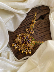 Premium AD Stone Maang Tikka -Gold Bead -G10106