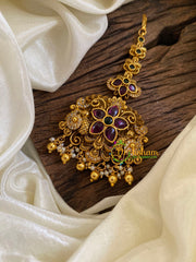 Premium AD Stone Maang Tikka -Gold Bead -G10106