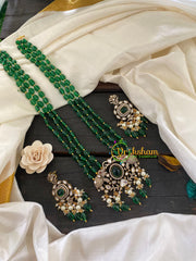 Green Bead Victorian Diamond Neckpiece-Elephants-VV331