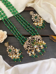 Green Bead Victorian Diamond Neckpiece-Elephants-VV331