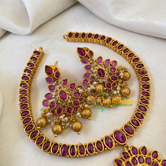 Red AD Stone Addigai Short Neckpiece-G6357