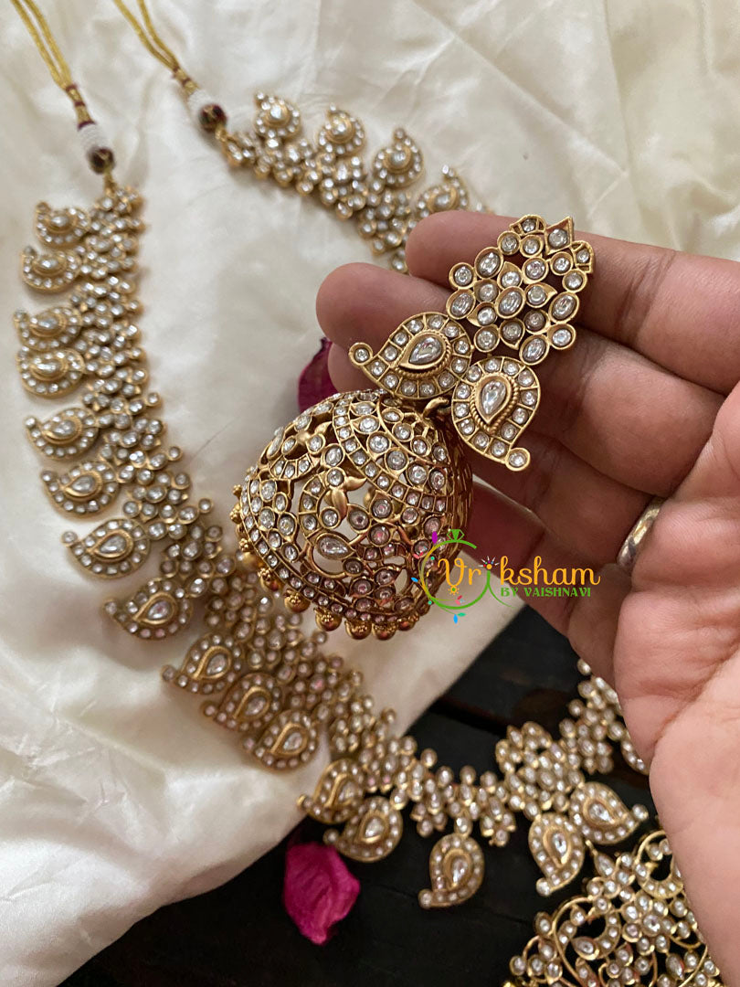 Premium White Stone Maanga Haram -G5348 – vrikshamindia