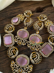 Pastel Pink Victorian Diamond Short Neckpiece -VV833