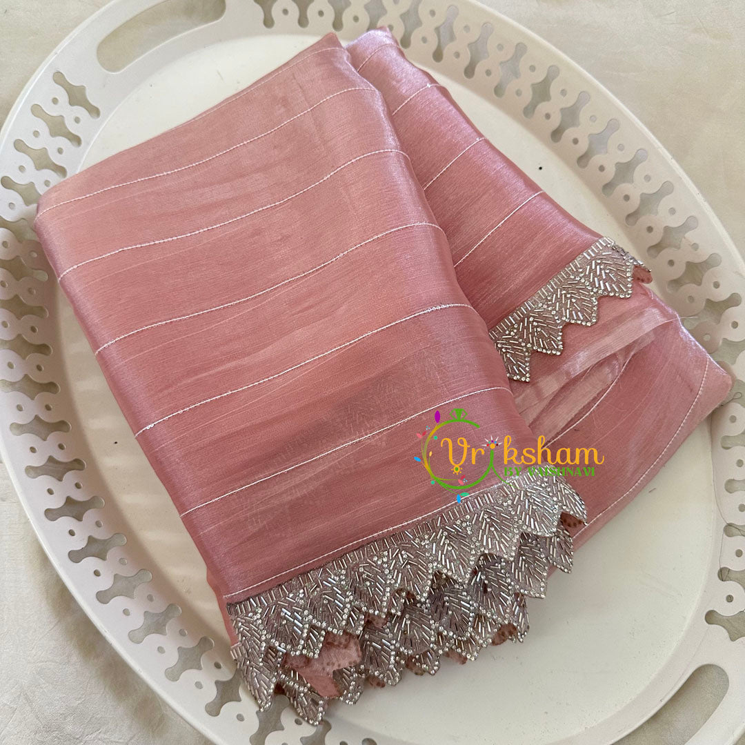 Baby Pink Fancy Organza Saree-Jhanvi Kapoor Saree-VS3505