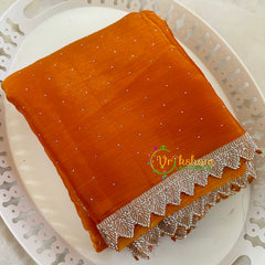 Orange Fancy Organza Saree-Jhanvi Kapoor Saree-VS3506