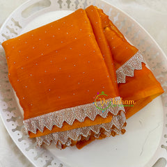 Orange Fancy Organza Saree-Jhanvi Kapoor Saree-VS3506