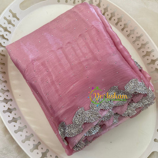 Rose Pink Fancy Organza Saree-Jhanvi Kapoor Saree-VS3509