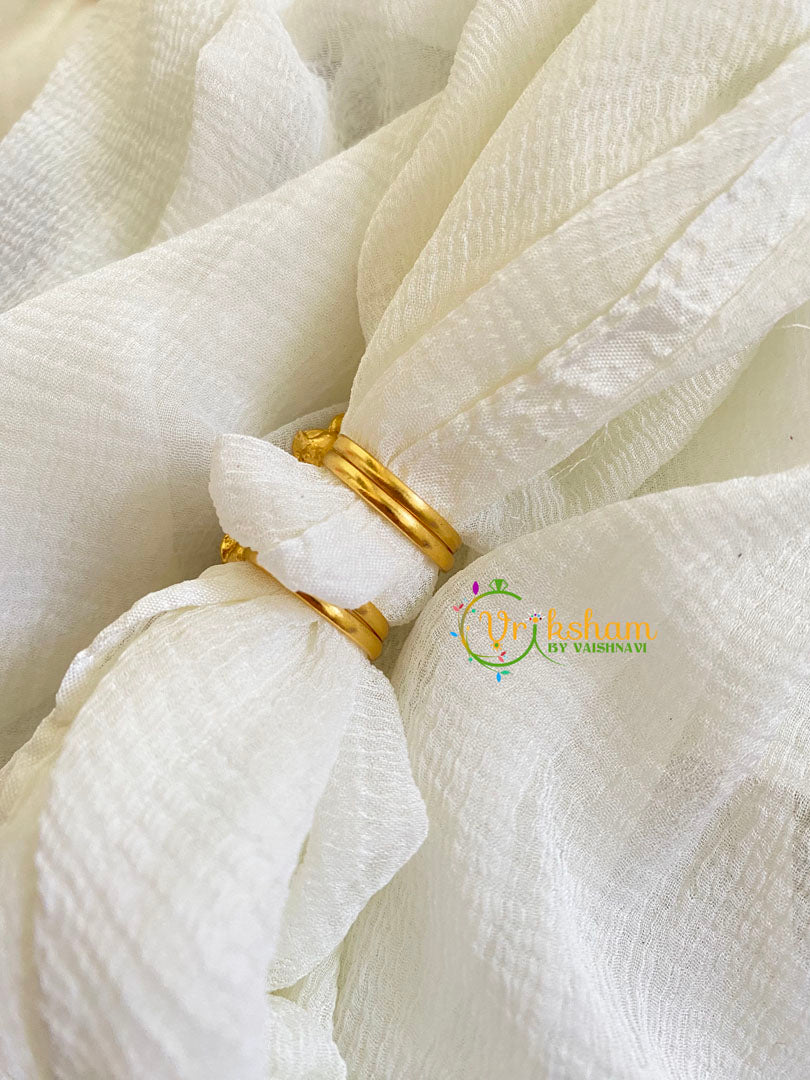 Premium AD Stone Toe Rings -Double Rose-White-G10021