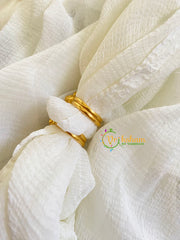 Premium AD Stone Toe Rings -Double Rose-White-G10021