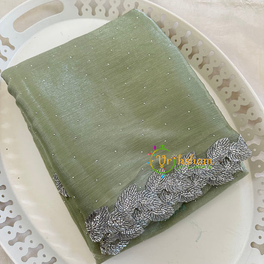 Pista Green Fancy Organza Saree-Jhanvi Kapoor Saree-VS3519