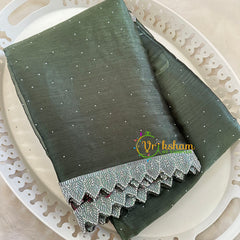 Olive Fancy Organza Saree-Jhanvi Kapoor Saree-VS3518