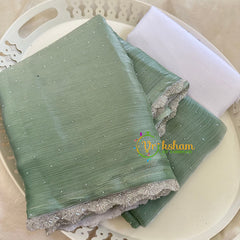 Pastel Green Fancy Organza Saree-Jhanvi Kapoor Saree-VS3513