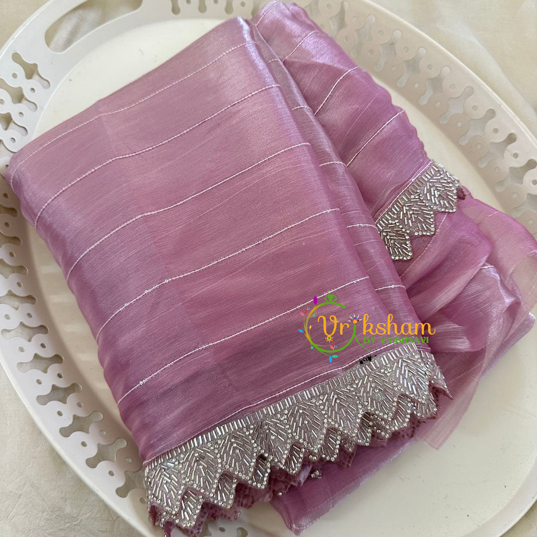 Lilac Pink Fancy Organza Saree-Jhanvi Kapoor Saree-VS3510