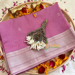 Dark Onion Pink Maheshwari Silk Cotton Saree -VS1781