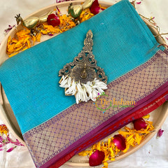 Sea Blue Maheshwari Silk Cotton Saree -VS1788