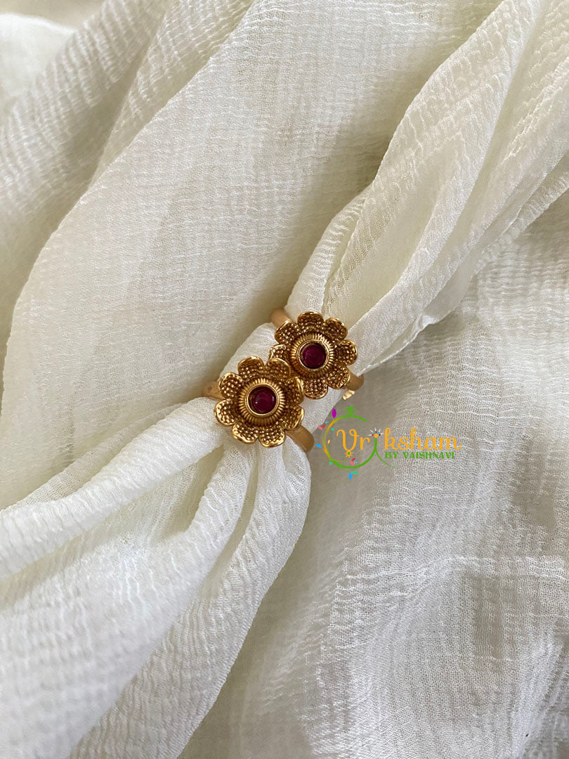 Premium AD Stone Toe Rings -Red-G10046