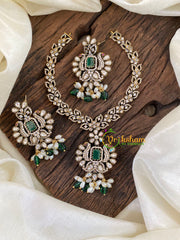 Green Victorian Diamond Pendant Short Neckpiece -VV865