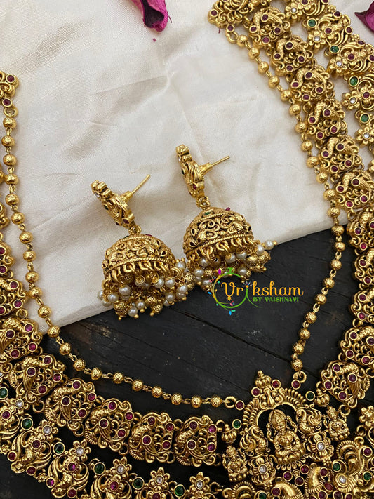 Premium Layered Lakshmi Haram with Mugappu-Pearl-G5330