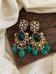 Green Victorian Diamond Danglers -VV896