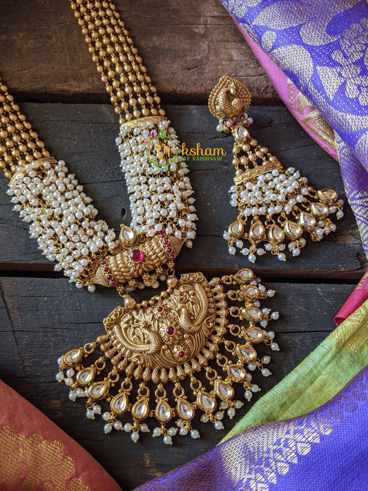 Pearl Kundan Gold Look alike Haaram-G493